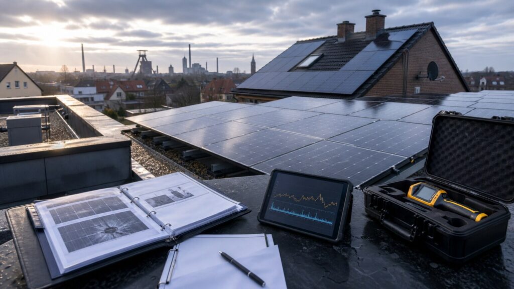 Photovoltaik-Gutachten in Recklinghausen mit PV-Anlage, Dokumentation und Messdatenanalyse