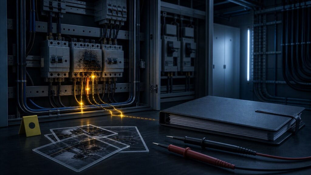 Elektroschaden an einer Verteilung mit Spurensicherung und Versicherungsdokumentation
