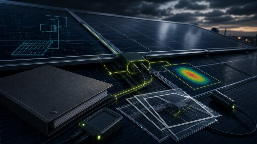 PV-Sachverständiger dokumentiert Modulanschluss, Fehlerpfad und technische Beweise