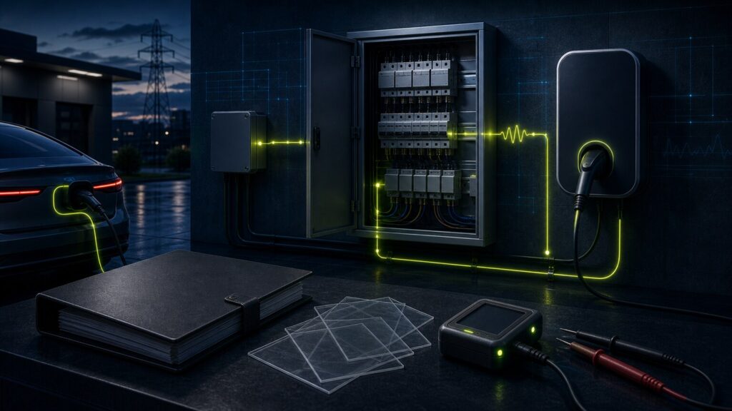 Ladestation mit Netzanschluss, Steuerbarkeit und technischer Fehlerabgrenzung