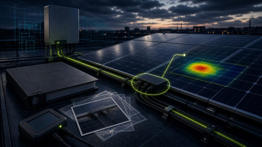 PV-Sachverständiger dokumentiert Modulbefund, Fehlerpfad und technische Beweise