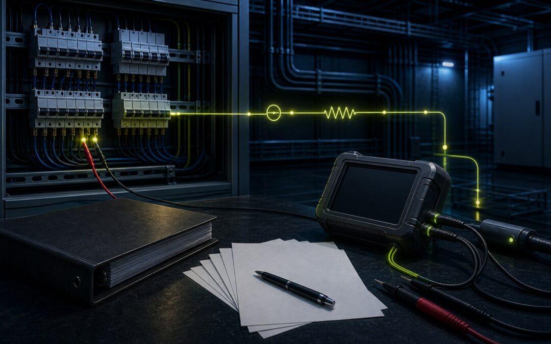 Elektrotechnische Messung mit blankem Prüfgerät, Messpfad und Dokumentation