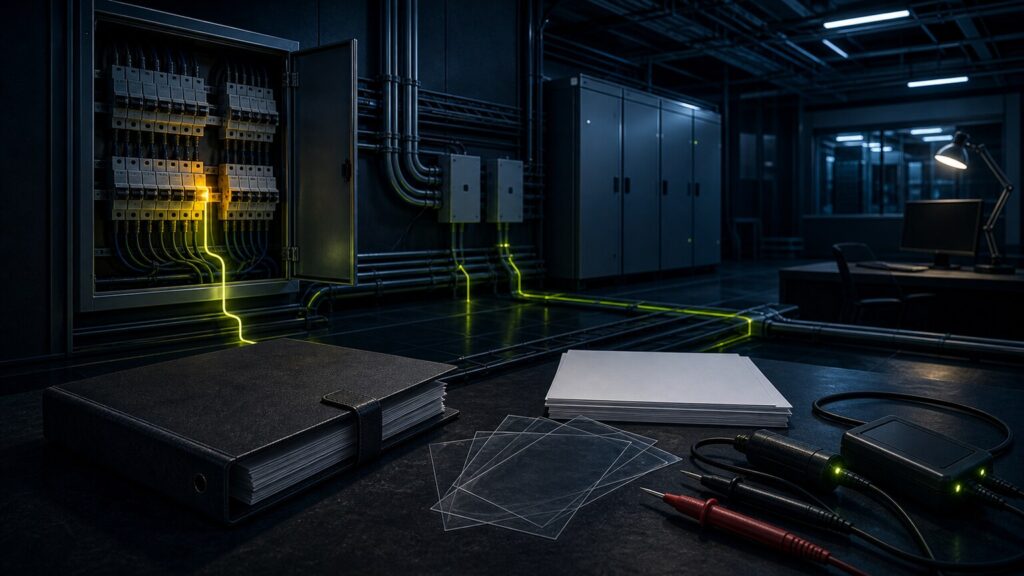 Elektrotechnische Anlage mit Diagnosepfad, Beweissicherung und Gutachtendokumentation