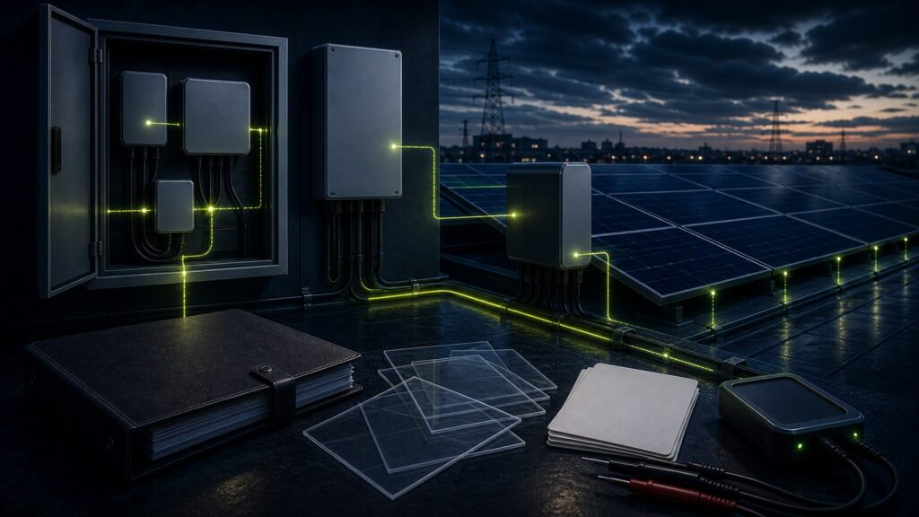 Photovoltaikanlage mit intelligentem Messsystem, Steuerkette und Betriebsdatenabgrenzung
