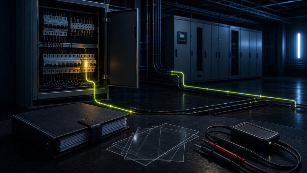 Elektrische Anlage mit Fehlerpfad, Messung und Sachverständigen-Dokumentation