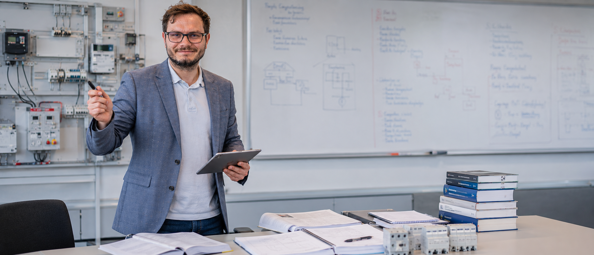 Sachverständiger Dr.-Ing. Christopher Wilmes bei einer Elektrotechnik-Schulung